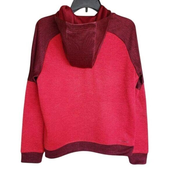 VTG Adidas Womens Hooded Jacket S Red Fleece Climawarm Full-Zip Athletic Sporty - Picture 3 of 5